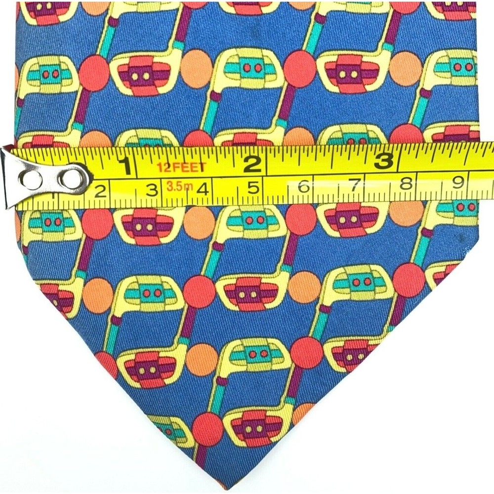 Nazareno Gabrielli Tie Blue Multicolor Golf Clubs Sport Woven Mens Silk Necktie - Picture 9 of 10
